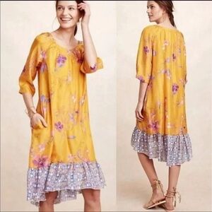 Vanessa Virginia Rainforest silk dress in yellow S